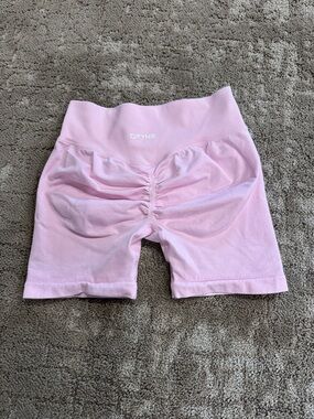 DFYNE High-Rise Pink Scrunch-Back Bike Shorts